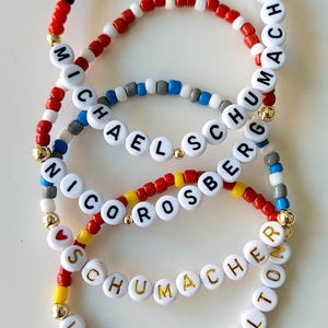 F1 Beaded Bracelet - Handmade Racing Jewelry, Custom Formula 1 Gift for Racing Fans, Beaded Sports Bracelet