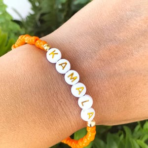 orange Beaded Bracelets, Personalized Letter Beads Bracelet, Custom Name Friendship Bracelets, Handmade Jewelry for Kids & Women kinda