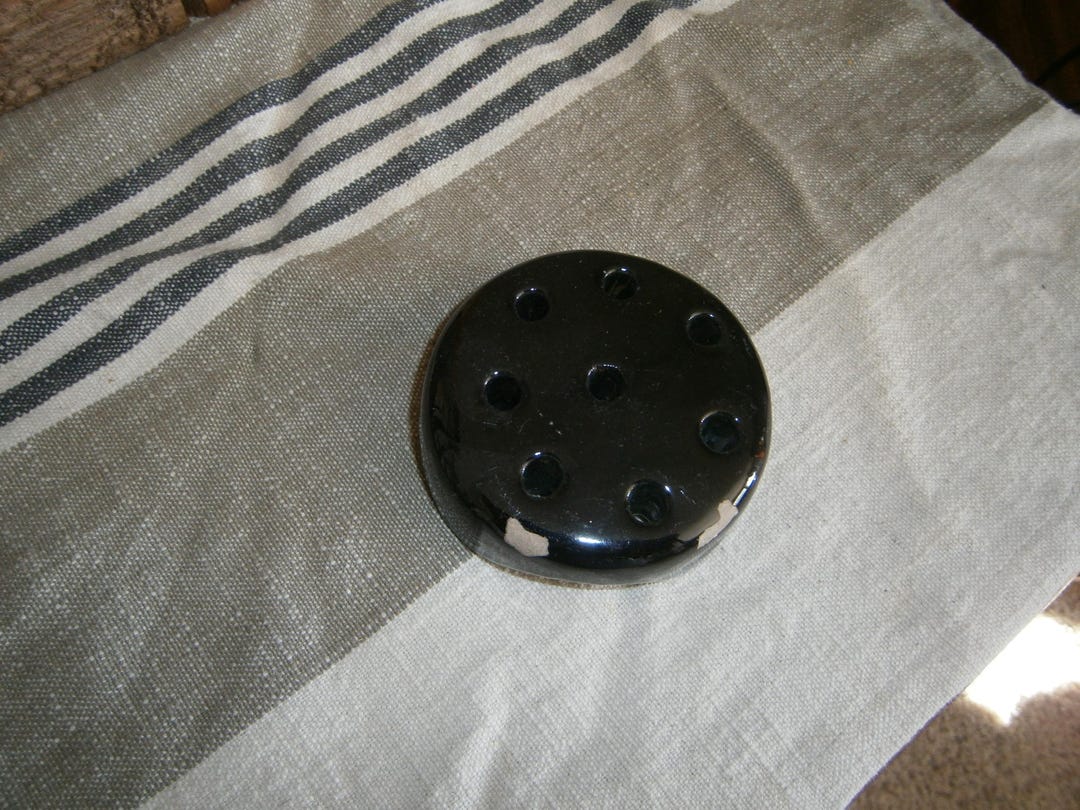 Vintage Weller Flower Frog Ceramic Black Etsy