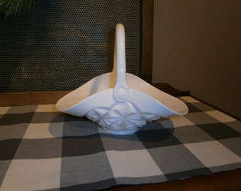 Vintage Milk Glass Basket