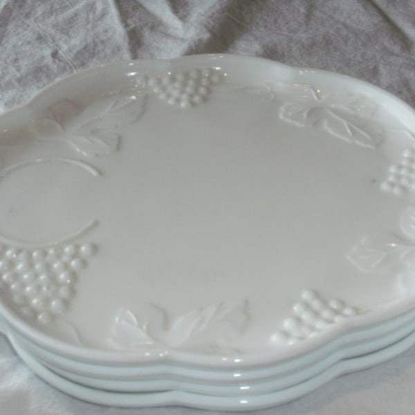 Vintage Milk Glass Snack Plates