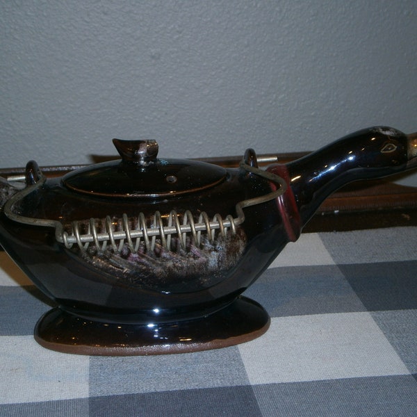 Vintage Redware Teapot Japan Duck Goose