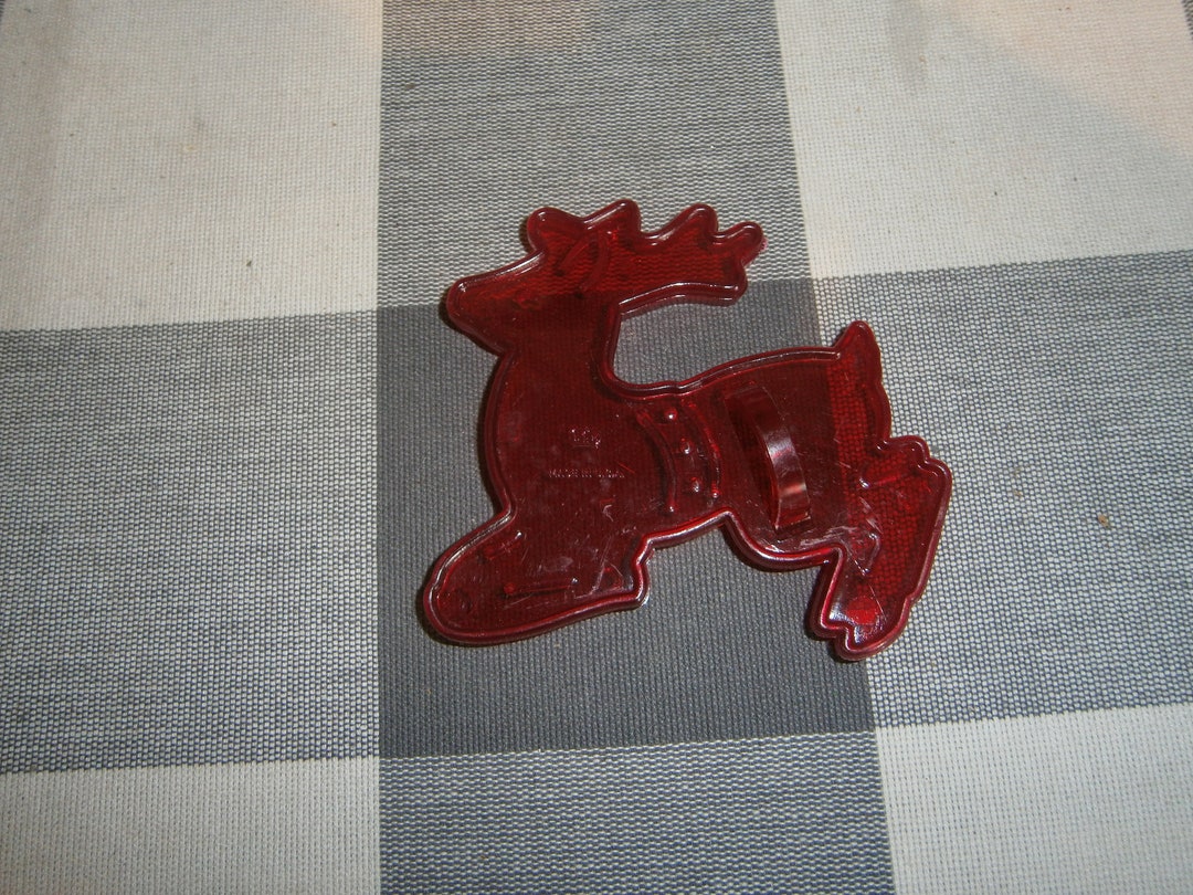 Vintage Red Plastic Cookie Cutter Reindeer Etsy