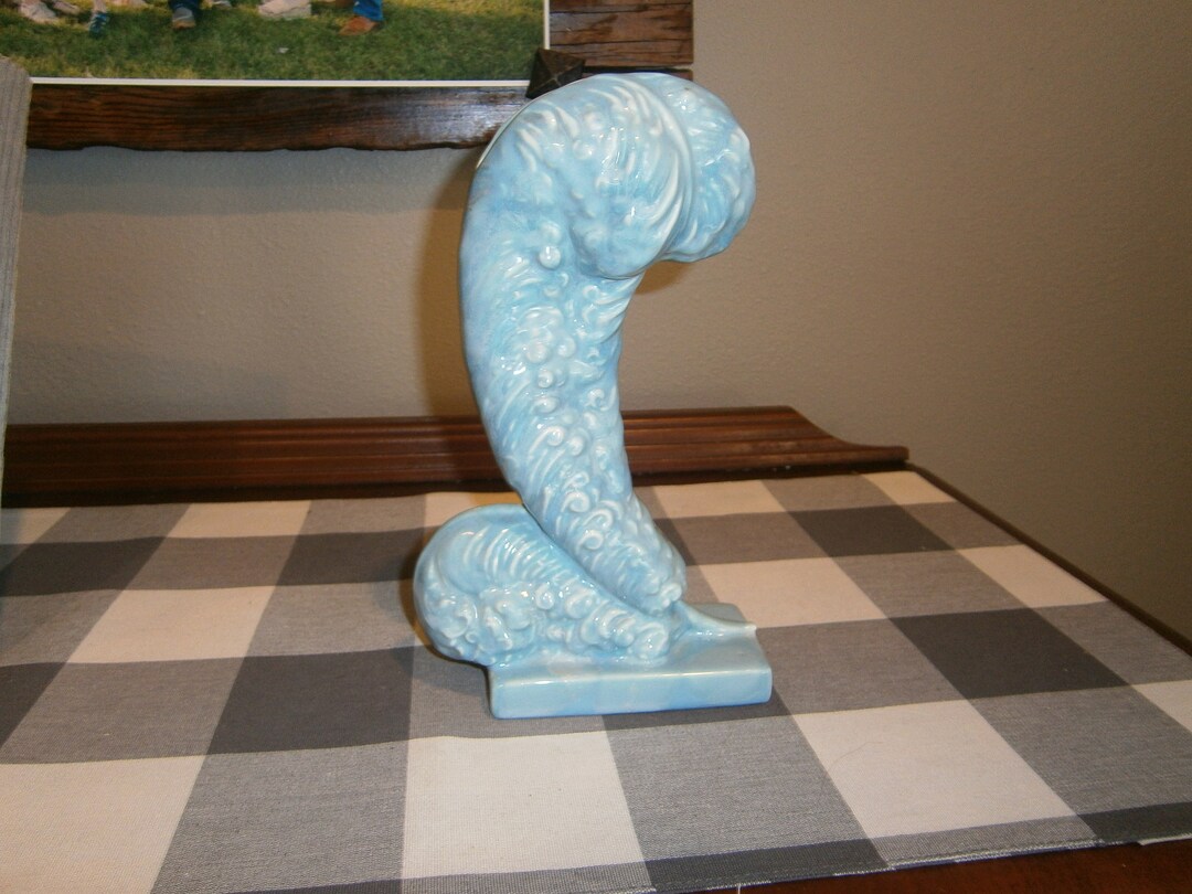 Vintage Blue Feather Vase Royal Haeger Etsy