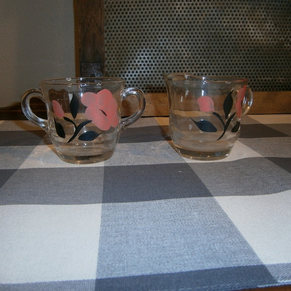 Vintage Gay Fad Pink and Black Sugar and Creamer