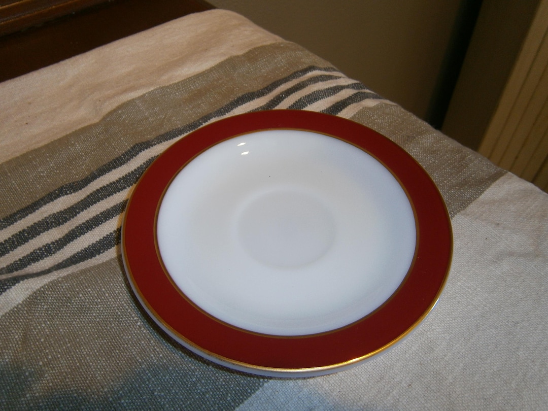 Vintage Pyrex Saucer Royal Burgundy and Gold - Etsy