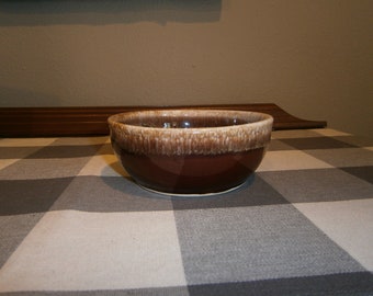 Vintage Ceramic Chili Serving Bowl Brown & Tan Stoneware Pottery ~7.75 x 4.25” 