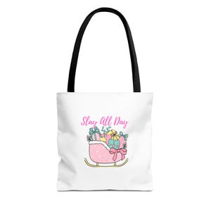 "Festliche Einkaufstasche - ""Slay All Day"" Urlaub Shopper, Weihnachtsgeschenk, Winter Accessoire, lässige Tasche, süße Tasche."