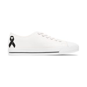 Women&#39;s Sneakers, Black Cancer Ribbon Shoes, Breast Cancer Awareness Footwear, Support Ribbon Sneaker, Activewear Shoes, Cancer Survivor