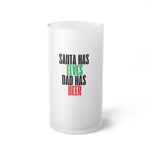Frosted Glass Beer Mug with Holiday Humor | Christmas Gift for Dad, Seasonal Party Mug, Funny Beer Steins, Unique Barware, Festive Drinkware