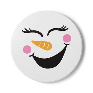 Cheerful Snowman Ceramic Coaster | Holiday Gift, Cute Decor, Winter Celebration