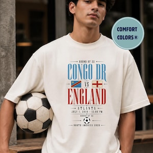 Congo DR vs England Soccer Shirt: Round of 32 2026 Fan Tee