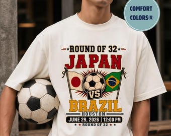Japan Vs Brazil Soccer Shirt: Round of 32 2026 Fan Tee - Etsy