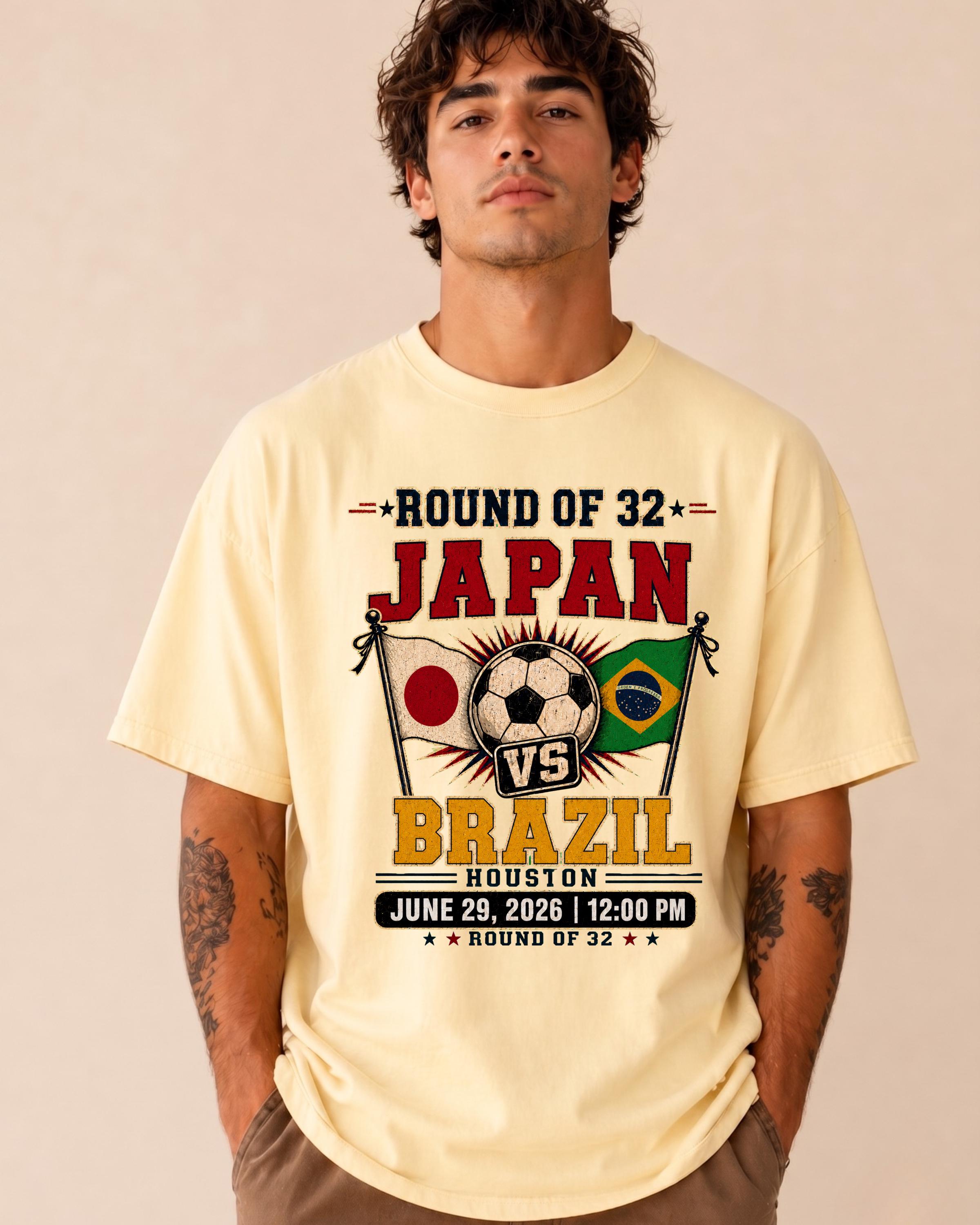 Japan Vs Brazil Soccer Shirt: Round of 32 2026 Fan Tee - Etsy