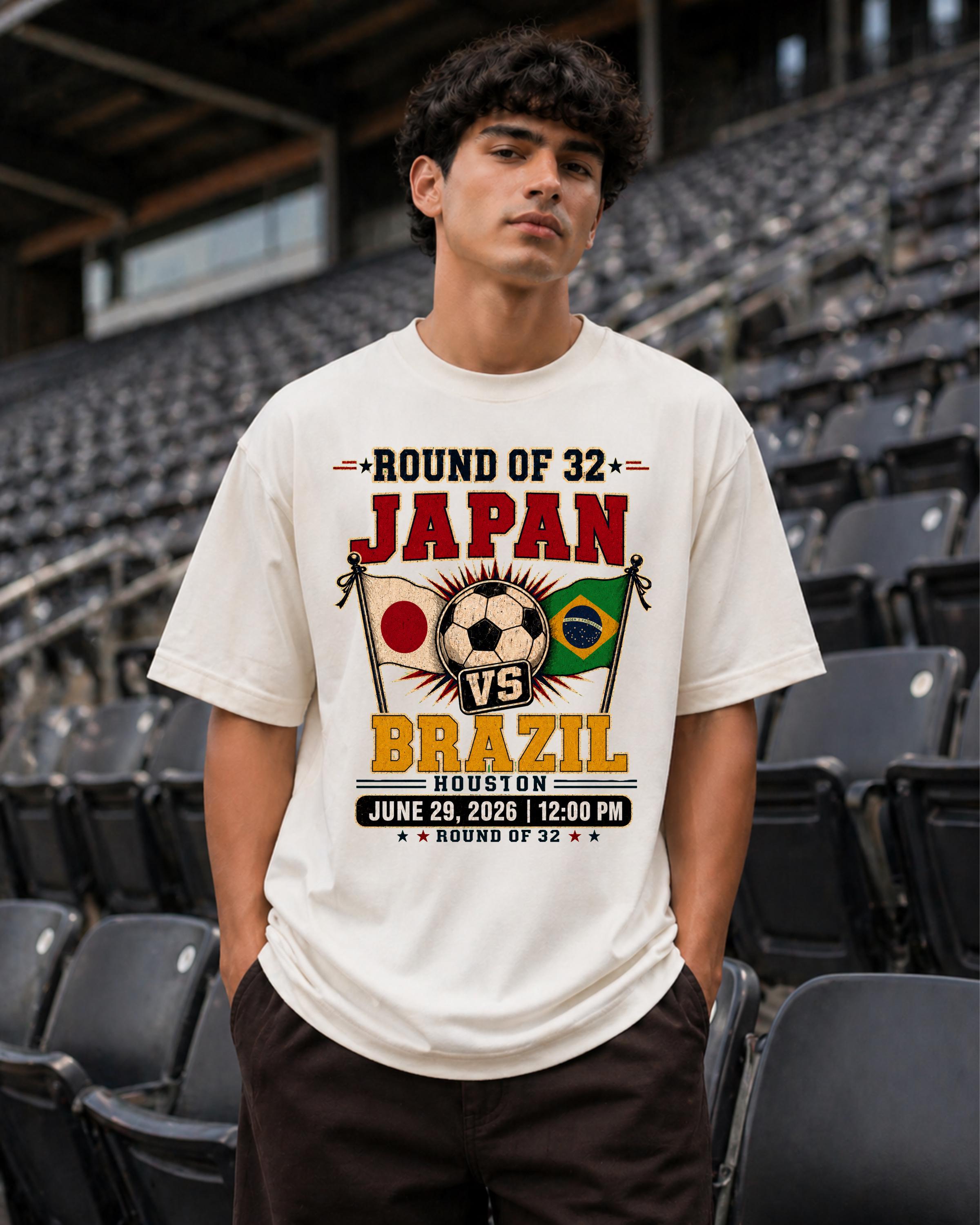 Japan Vs Brazil Soccer Shirt: Round of 32 2026 Fan Tee - Etsy