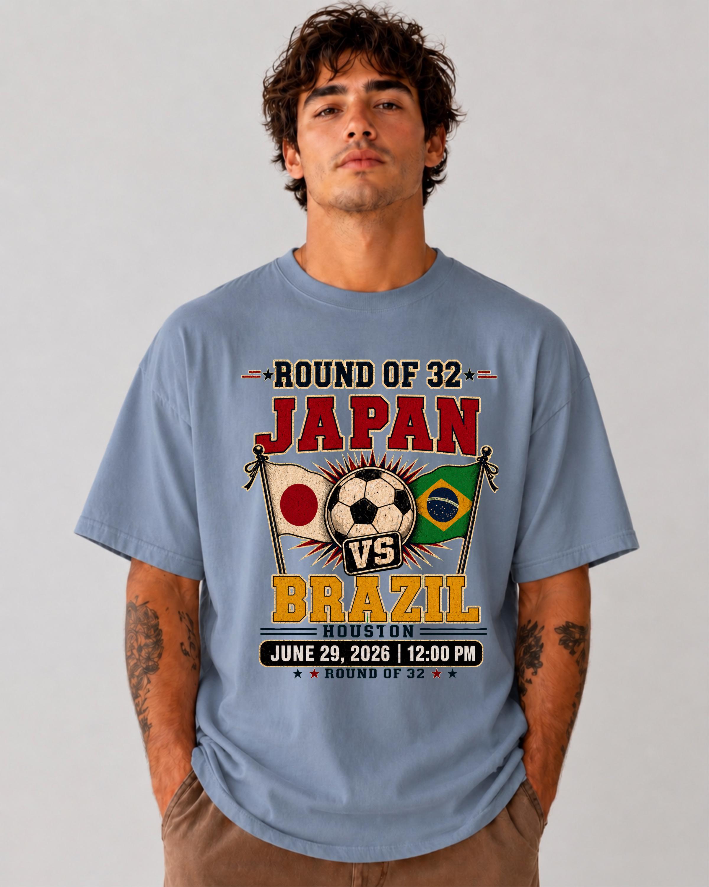 FIFA World Cup 2026 Tシャツ BRA vs JPN Japan Vs Brazil Soccer Shirt: Round of 32 2026 Fan Tee - Etsy