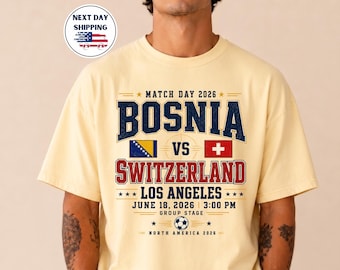 Bosnia vs Switzerland Soccer Cup T-Shirt: Vintage Match Day Tee