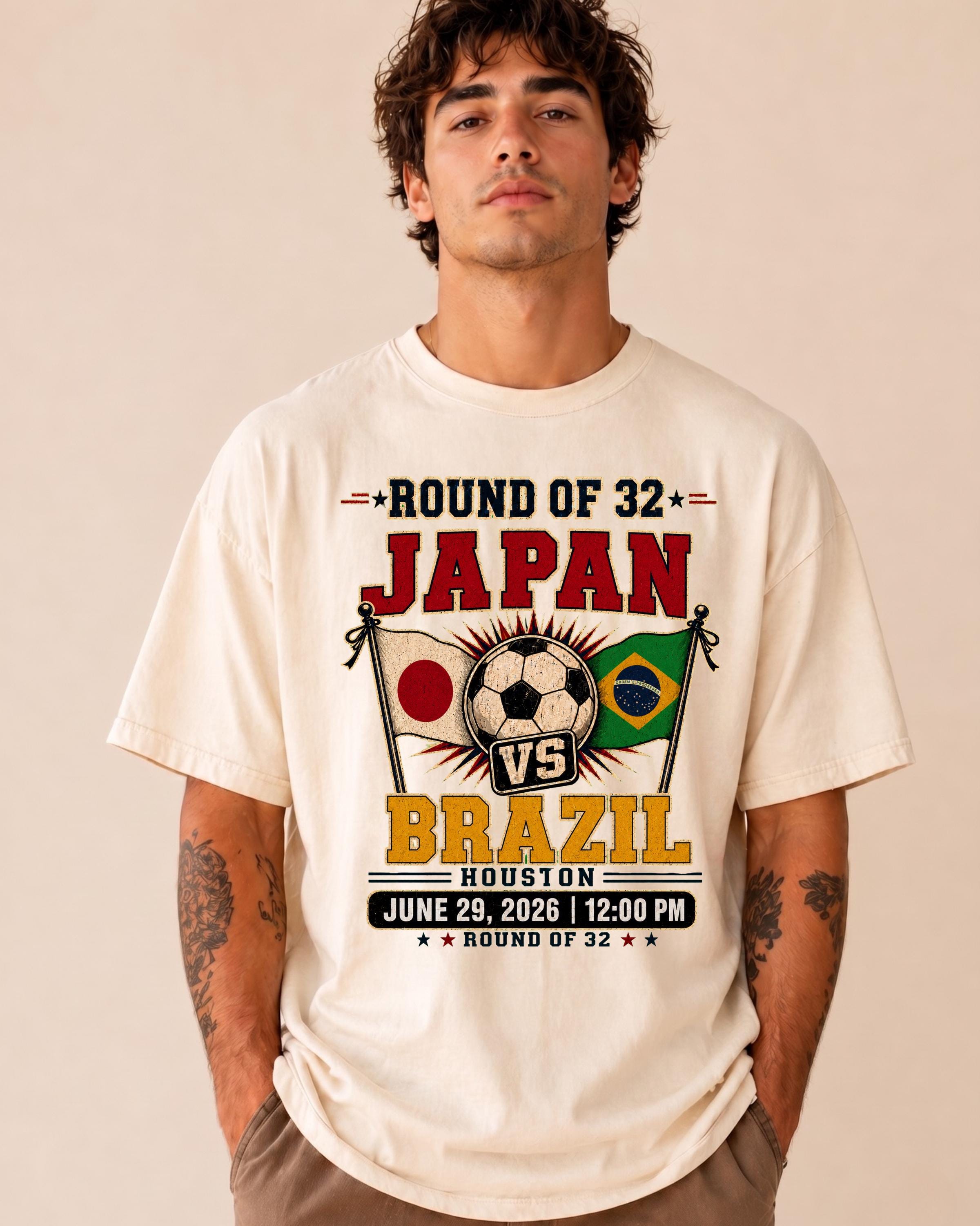 FIFA World Cup 2026 Tシャツ BRA vs JPN Japan Vs Brazil Soccer Shirt: Round of 32 2026 Fan Tee - Etsy