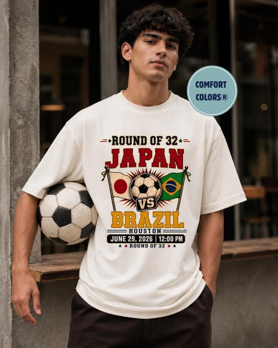現地限定FIFA World Cup 2026 日本vs.ブラジル 記念Tシャツ Japan Vs Brazil Soccer Shirt: Round of 32 2026 Fan Tee - Etsy