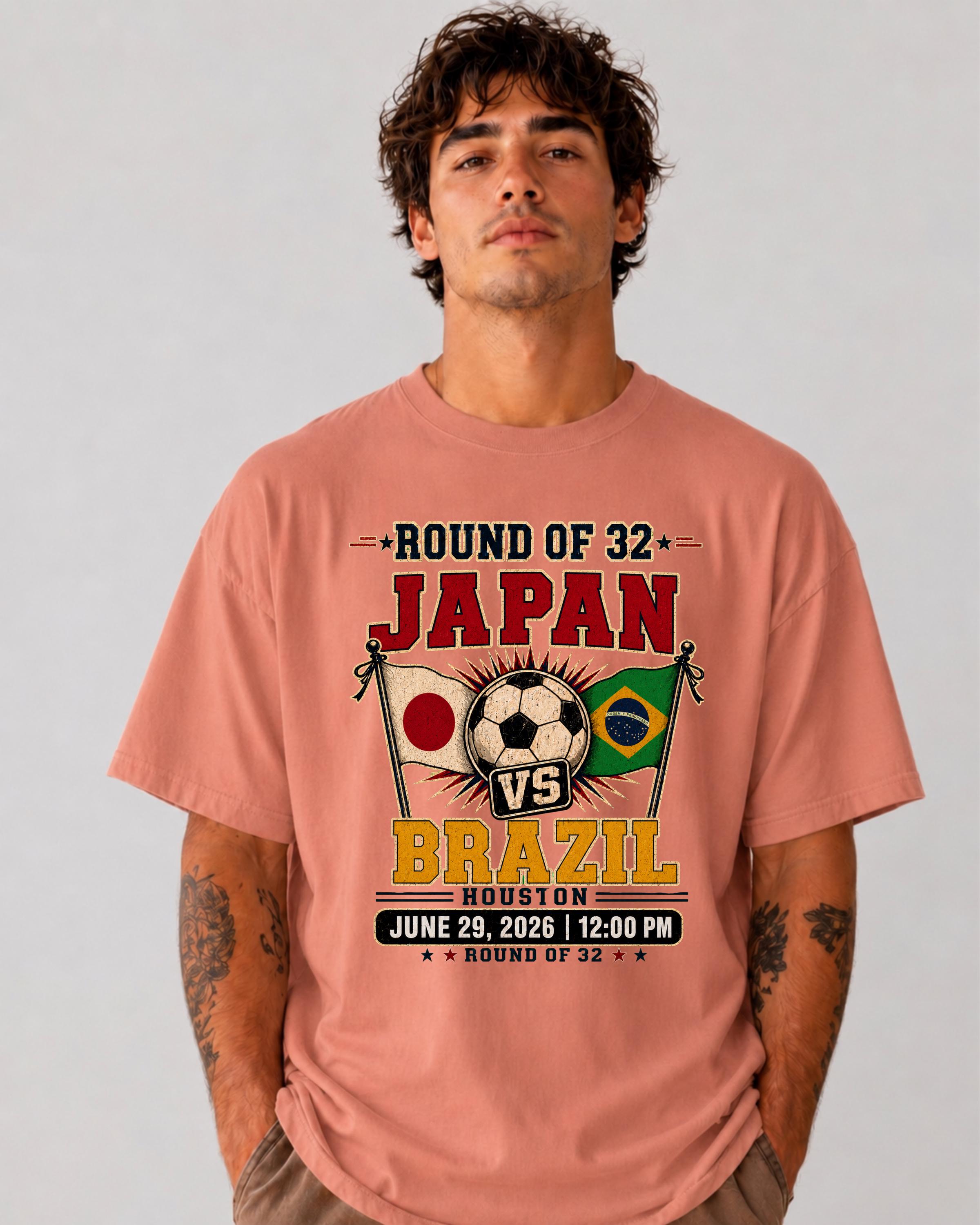 Japan Vs Brazil Soccer Shirt: Round of 32 2026 Fan Tee - Etsy