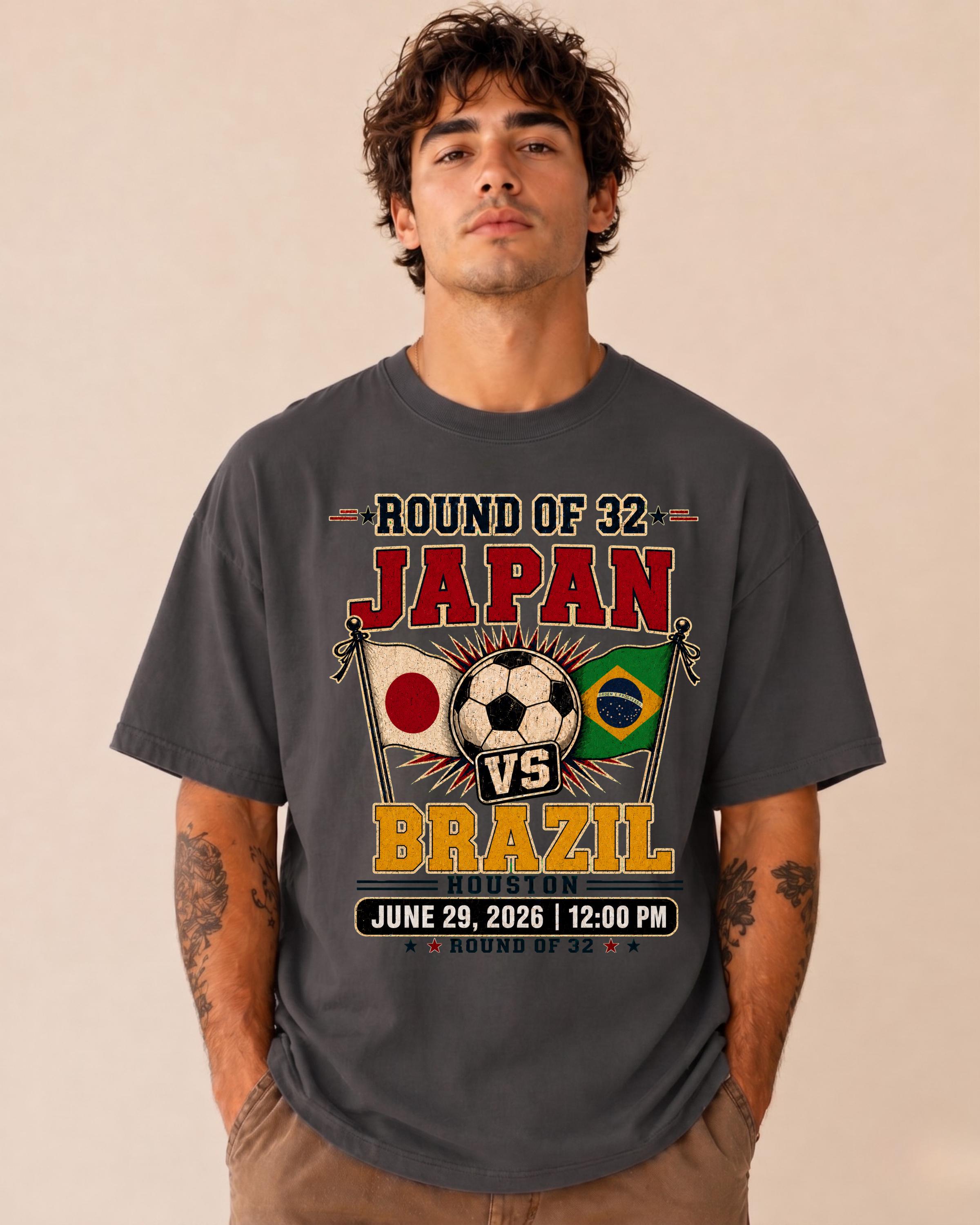 Japan Vs Brazil Soccer Shirt: Round of 32 2026 Fan Tee - Etsy