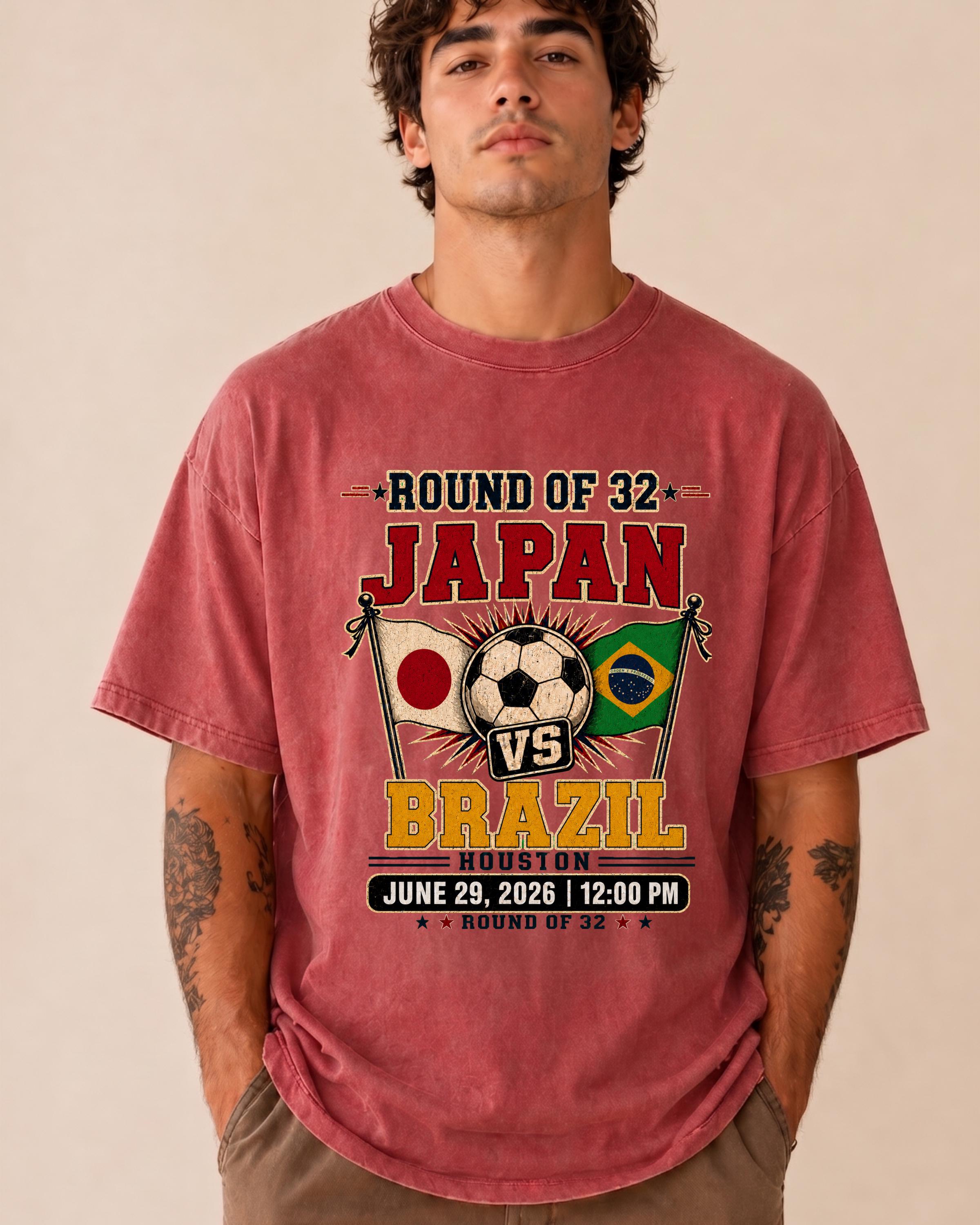 Japan Vs Brazil Soccer Shirt: Round of 32 2026 Fan Tee - Etsy