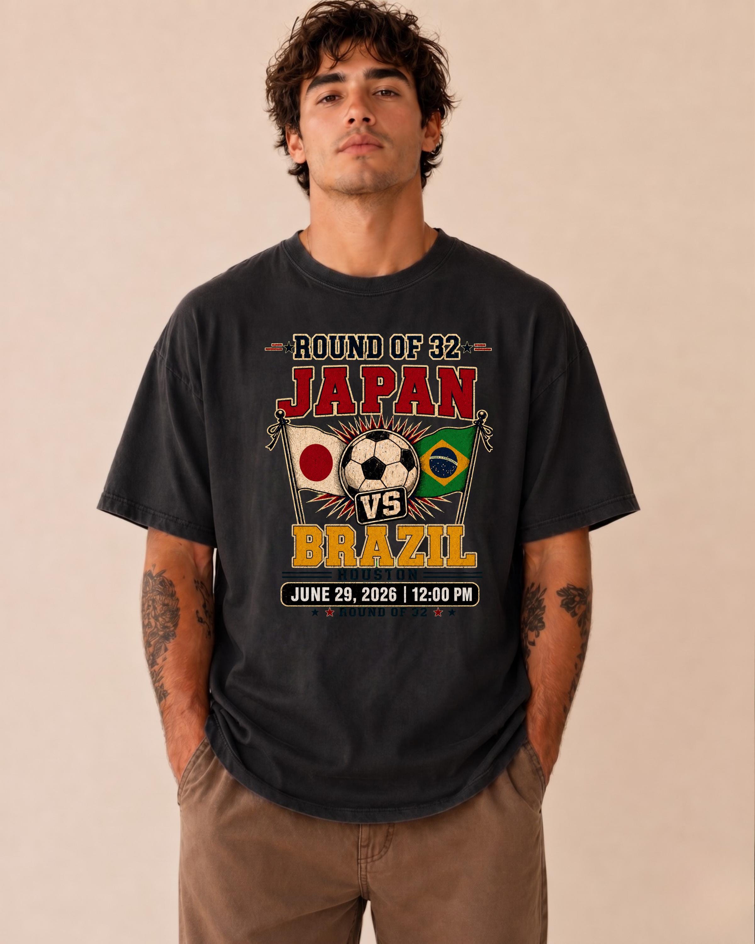 Japan Vs Brazil Soccer Shirt: Round of 32 2026 Fan Tee - Etsy
