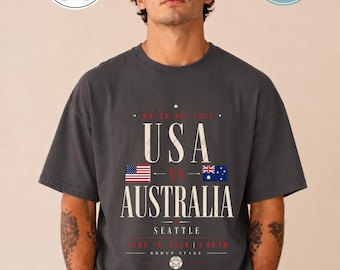 アメリカ対オーストラリア サッカーカップ Tシャツ：ヴィンテージ マッチデー Tシャツ