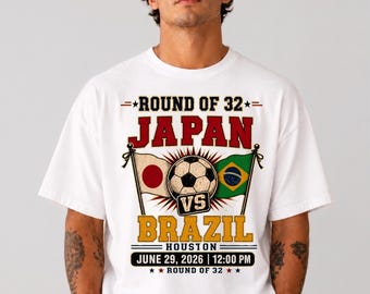 Japan Vs Brazil Soccer Shirt: Round of 32 2026 Fan Tee - Etsy