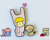 Bunnygirl and Woofs pin set