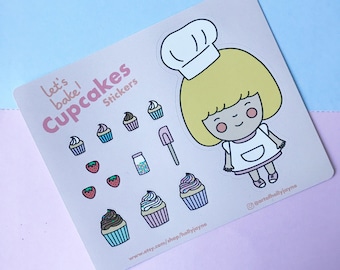 Let's Bake Cupcakes Sticker Sheet