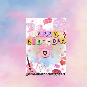 Swift Birthday Card, Swifties, Customizable, Editable, Printable, Instant Download, Canva Template, Printable 5x7