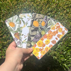 Cottagecore Bookmark Set | 5 Laminated Bookmarks with Lemons, Wildflowers & Nature-Inspired Designs