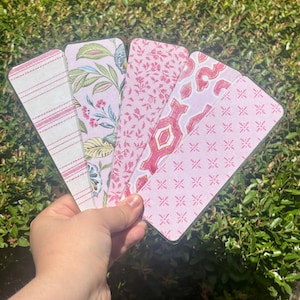 Vintage Floral Bookmark Set | Double-Sided Glossy Laminated Bookmarks in Pink, Blue & Green