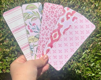 Vintage Floral Bookmark Set | Double-Sided Glossy Laminated Bookmarks in Pink, Blue & Green