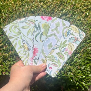 Vintage Floral Bookmark Set | Double-Sided Glossy Laminated Bookmarks in Pink, Blue & Green