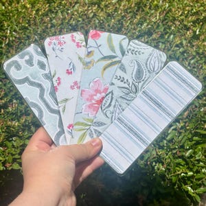Vintage Floral Bookmark Set | Double-Sided Glossy Laminated Bookmarks in Pink, Blue & Green