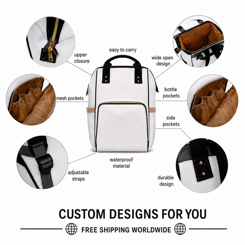 Duck Patchwork Pattern Multifunctional Diaper Backpack | Patch Plaid Arrow Print image 9