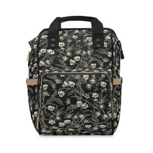 Skull Floral Pattern Diaper Backpack | Multifunctional Baby Bag