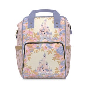 Castle Floral Pattern Diaper Backpack | Pastel Keys Mom Bag