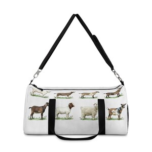 Goat Breeds Duffel Bag | Watercolor Farm Animal Tote, 4H Farming Bag