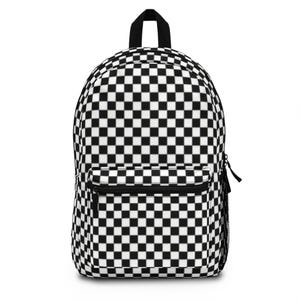 Schwarz Weiß Schachbrett Rucksack | Skateboard Muster, Retro Gitter