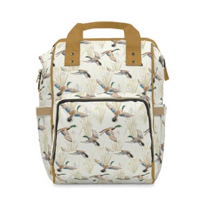 Watercolor Kingfisher Bird diaper backpack | baby bag, neutral nursery print