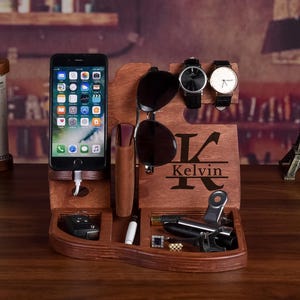 Personalized Wood Docking Station: Charging Station, Desk Organizer