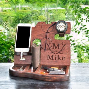 Personalized Wood Docking Station: Nightstand Organizer, Desk Valet