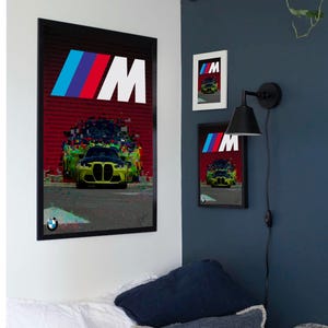 BMW M Power Art Print | Digital Download | Modern Motorsport Wall Art | BMW M3 G80 Glitch Style Poster | Car Enthusiast Decor