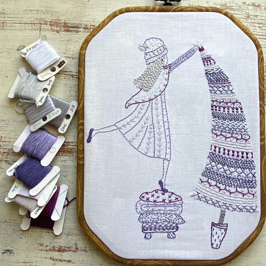 Putting up the Tree Hand Embroidery Pattern Pdf - Etsy