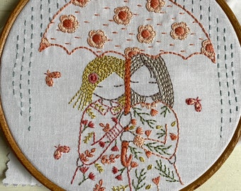 umbrella friends printed panel for embroidering