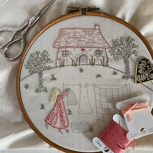 Little house simple embroidery panel