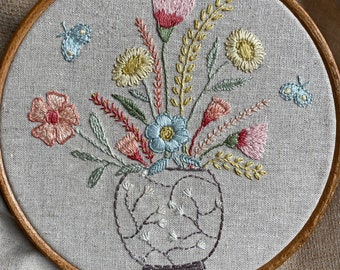 Vase of flowers embroidery pattern PDF